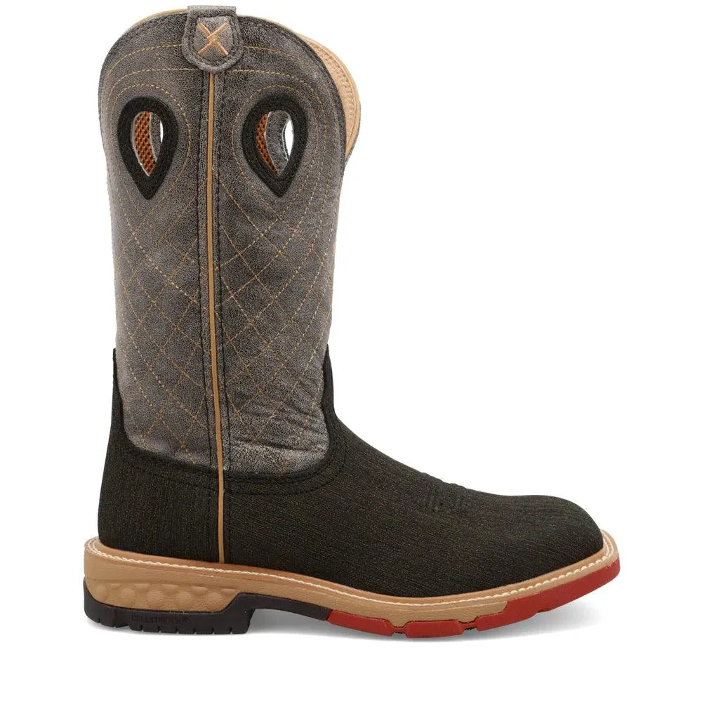 Twisted X 12" Men's Black and Grey Western Alloy Toe Work Boot MXBA002