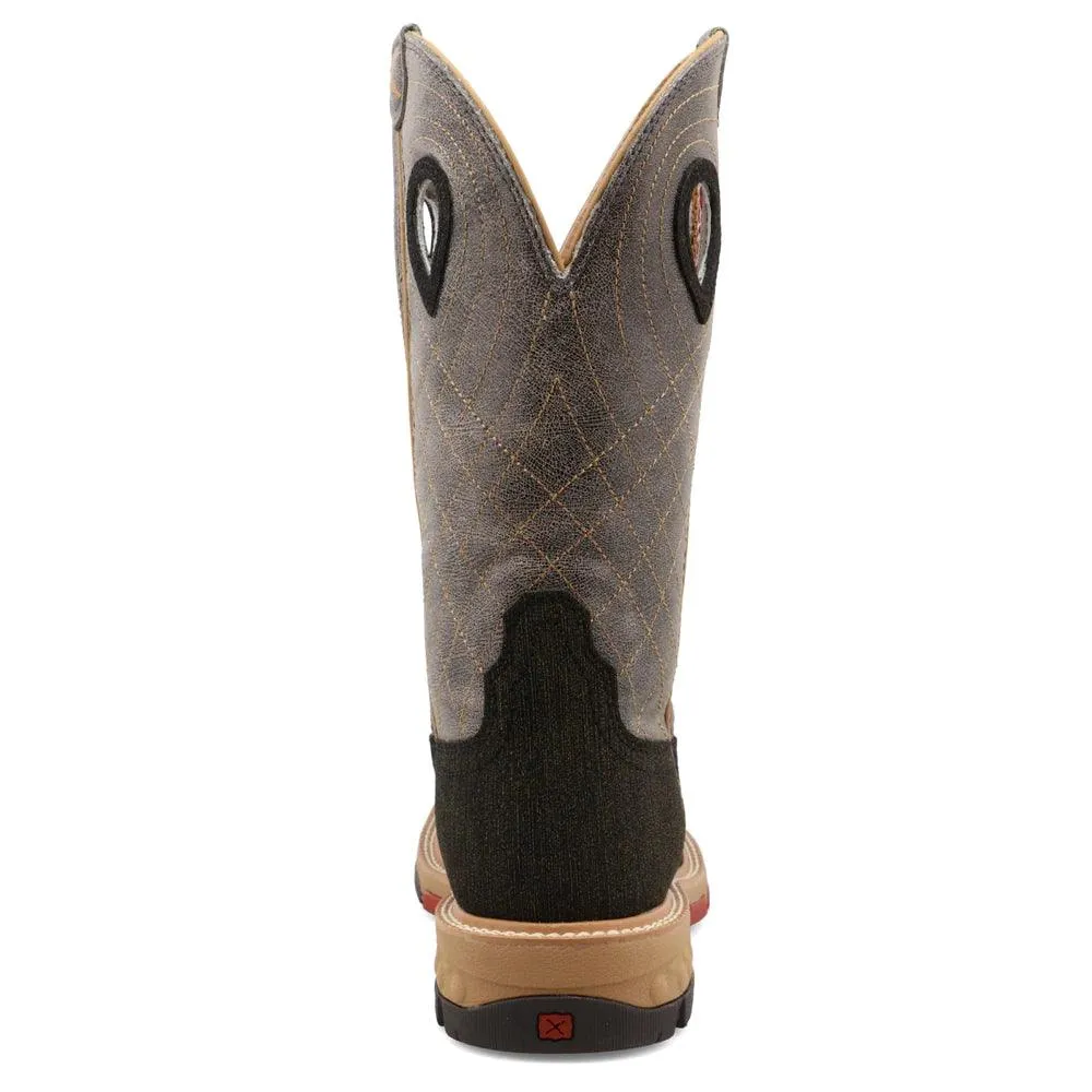 Twisted X 12" Men's Black and Grey Western Alloy Toe Work Boot MXBA002