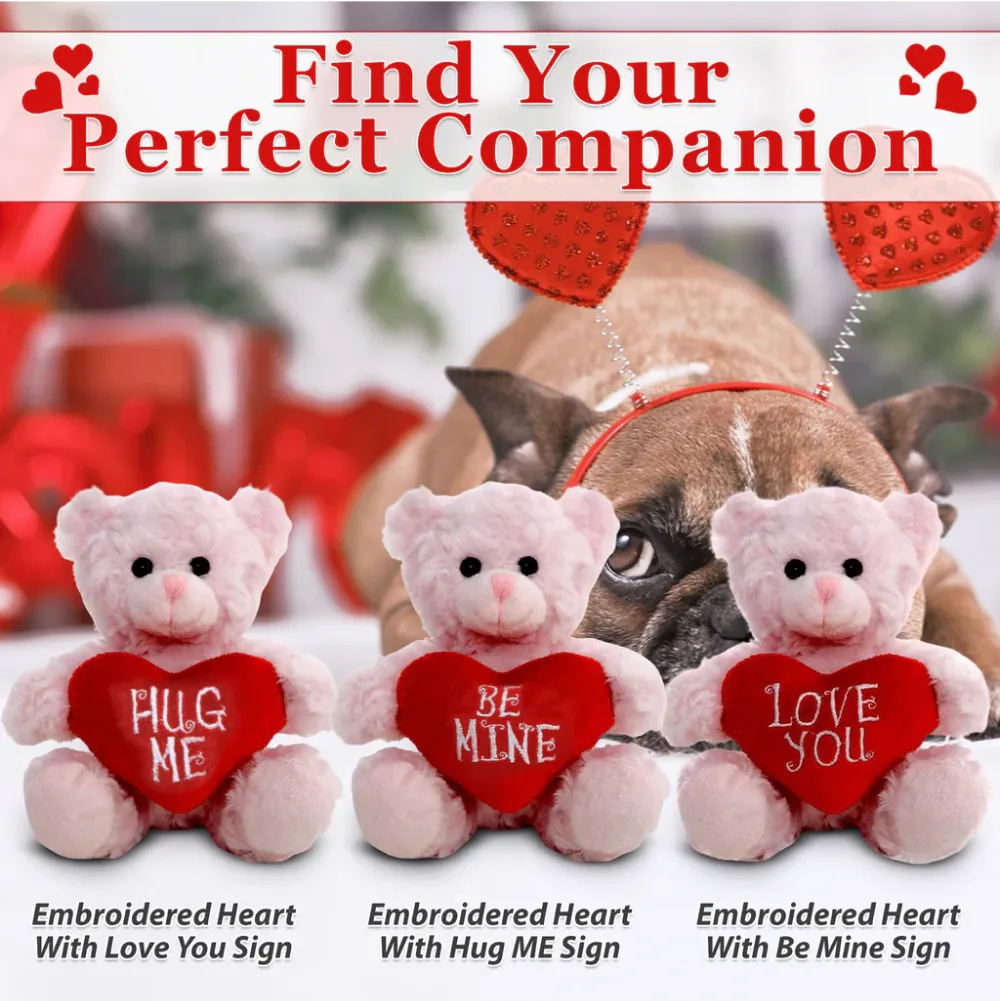 Valentine Pink  Sitting Bear 6"