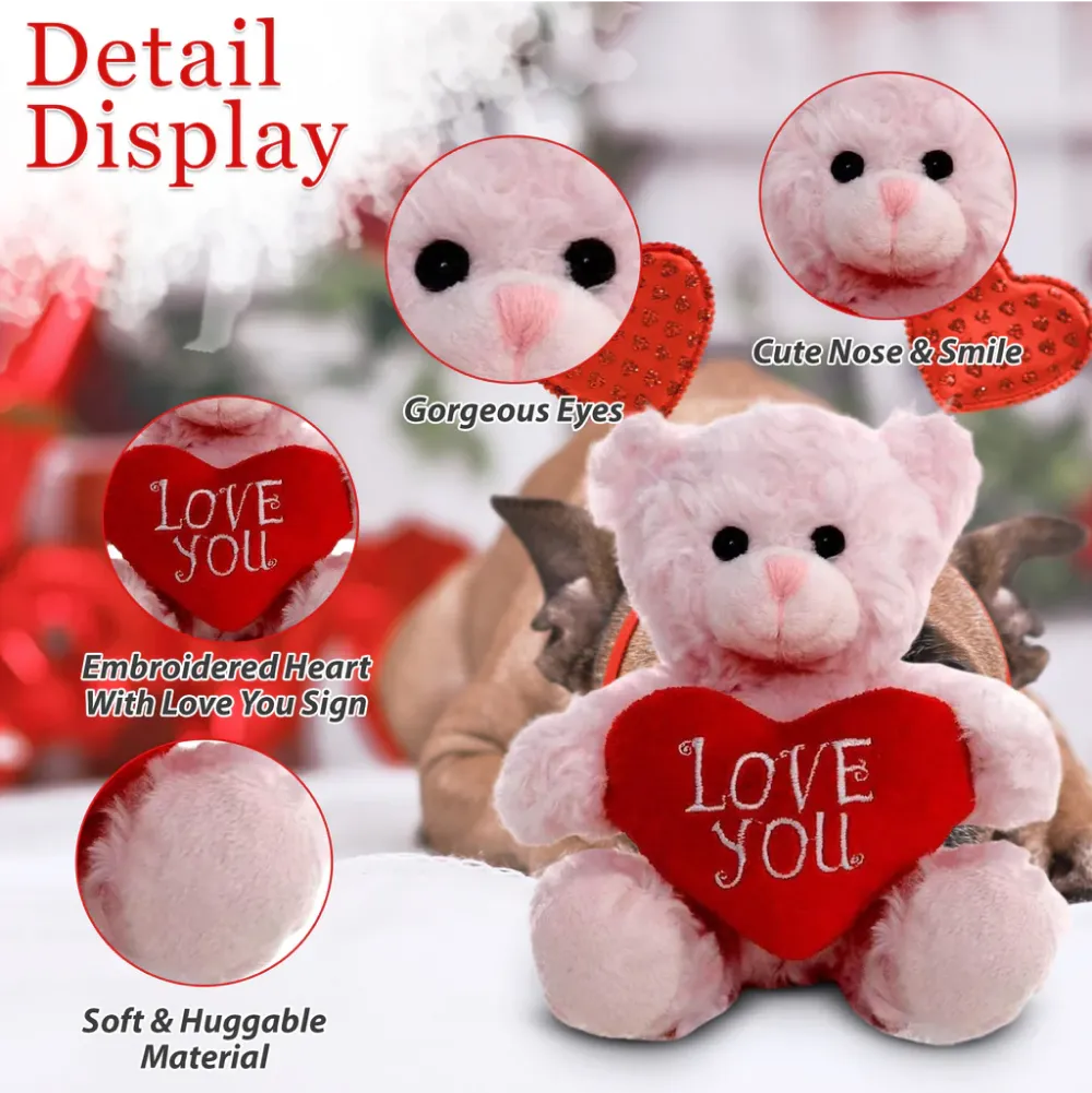 Valentine Pink  Sitting Bear 6"