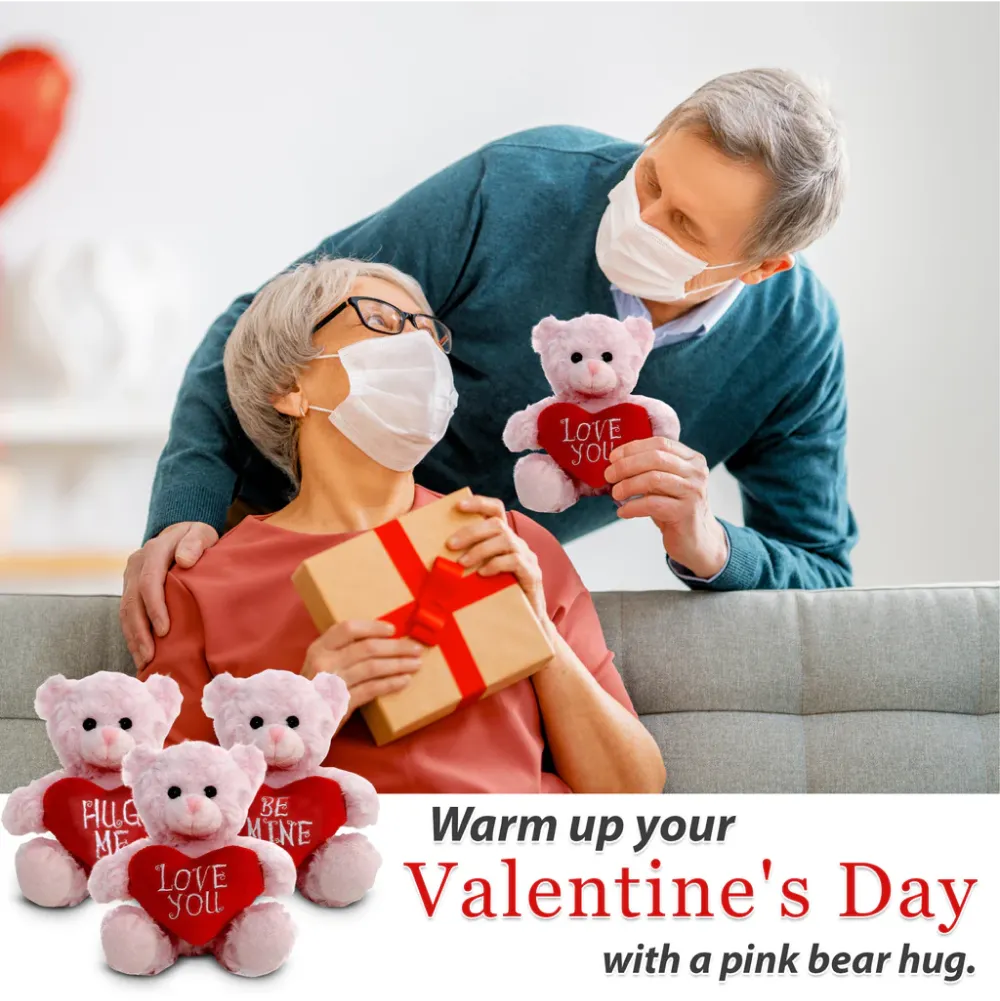 Valentine Pink  Sitting Bear 6"