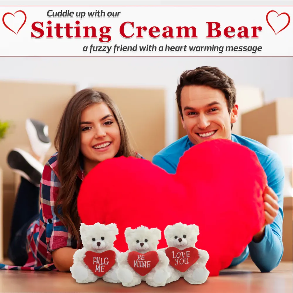 Valentine sitting bear with message heart 6"