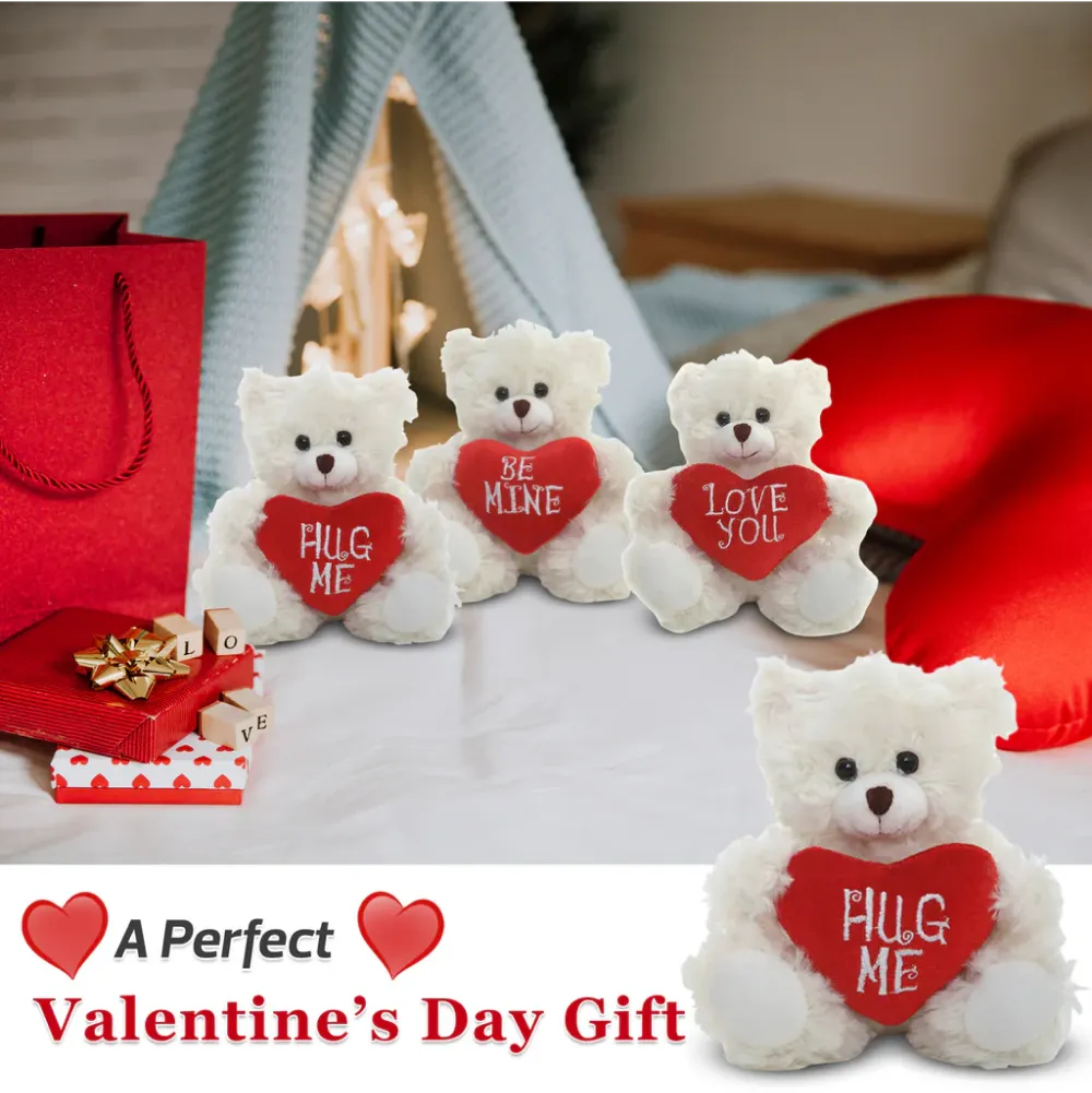 Valentine sitting bear with message heart 6"