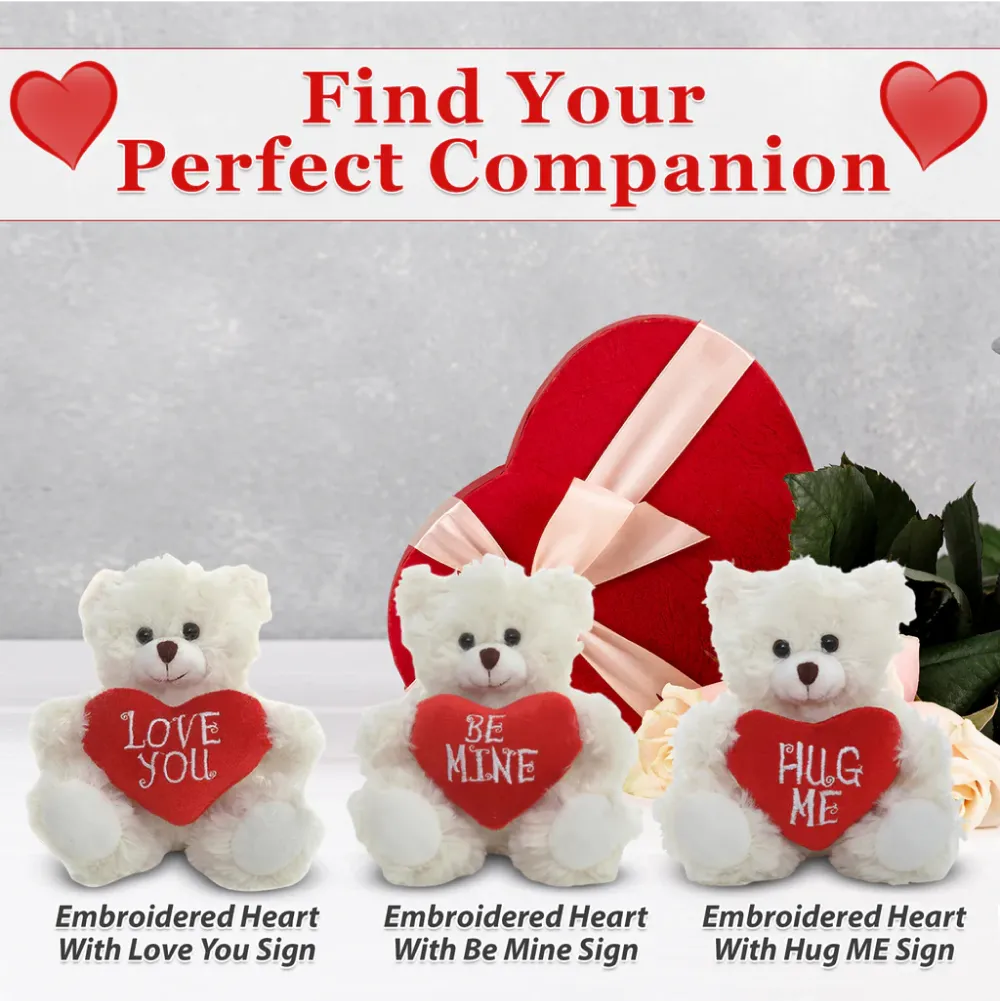 Valentine sitting bear with message heart 6"