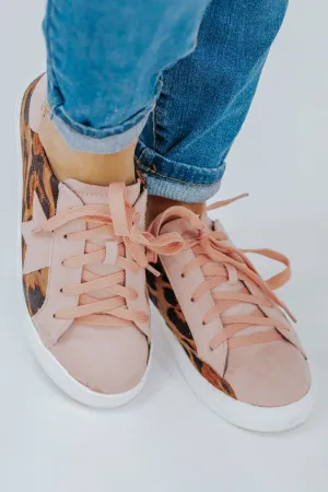 Walking On The Wild Side Blush Leopard Printed Sneakers
