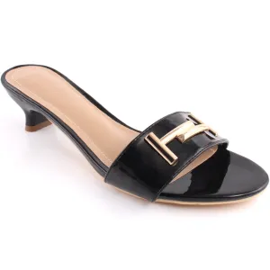 Women “REAGAN” Buckle Adorned Slip on Kitten Heel Sandals
