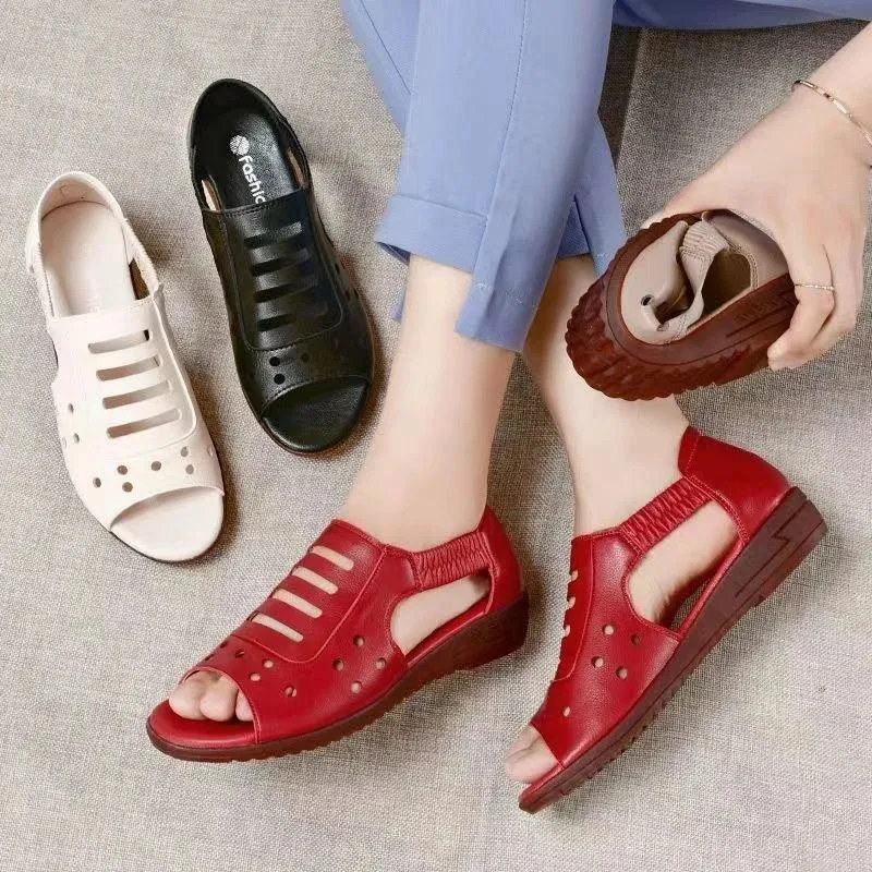 Women's Casual Shoes GRCL0331 Fashion Leather Wedge Sandals