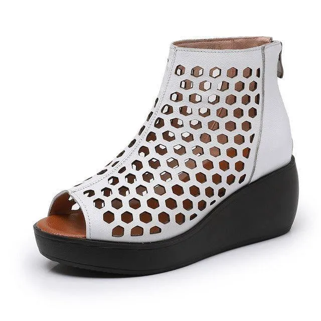Women's Casual Shoes - Leather Wedges High Heel Sandals GRCL0158