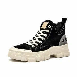 Women's Casual Shoes - Suede Leather High-Top Boot - B29575