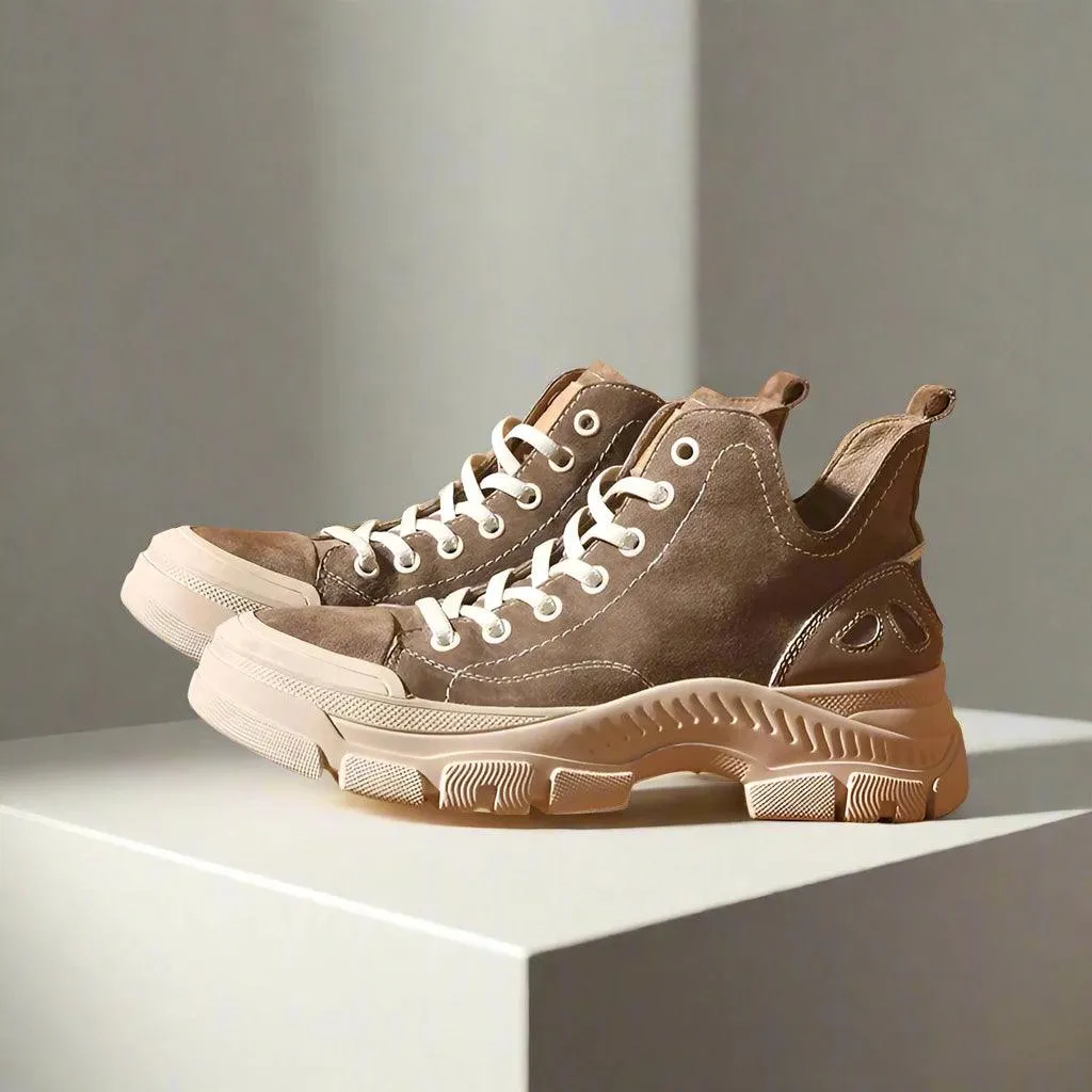 Women's Casual Shoes - Suede Leather High-Top Boot - B29575