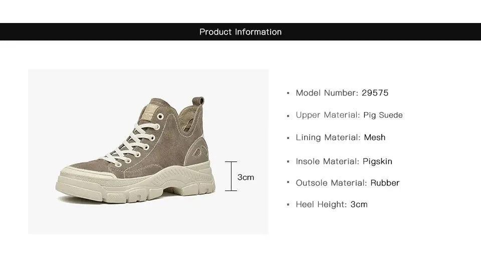 Women's Casual Shoes - Suede Leather High-Top Boot - B29575