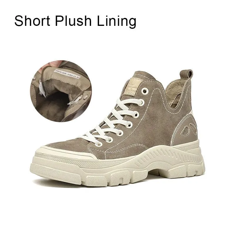 Women's Casual Shoes - Suede Leather High-Top Boot - B29575