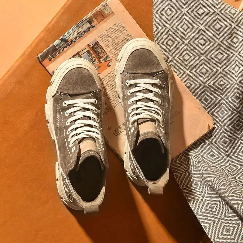 Women's Casual Shoes - Suede Leather High-Top Boot - B29575