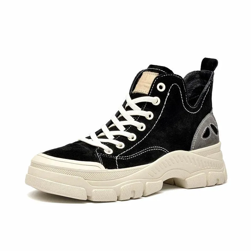Women's Casual Shoes - Suede Leather High-Top Boot - B29575